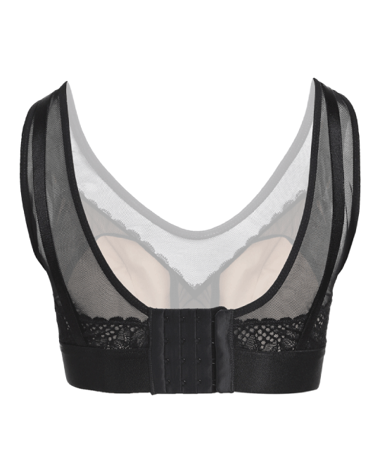 Bralette lactancia en encaje y malla - ALMOND NEGRO