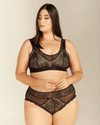 Bralette lactancia en encaje y malla - ALMOND NEGRO