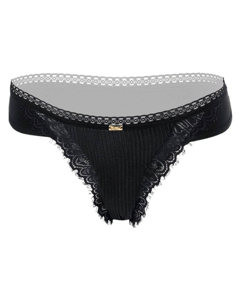 Panty tanga - METALLIC NEGRO