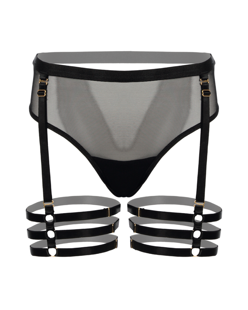Panty alto con ligueros - SO SEXY NEGRO