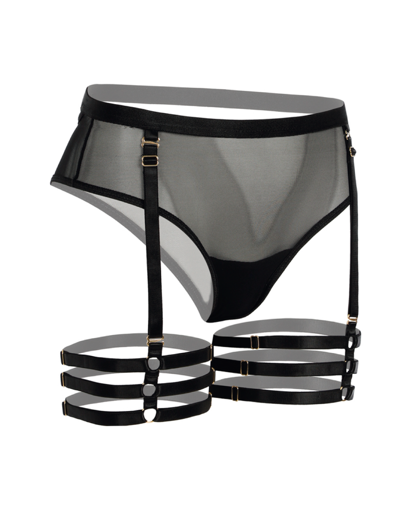 Panty alto con ligueros - SO SEXY NEGRO